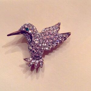 New Hummingbird Pin, rhodium plated, gold tone, Swavorski crystal